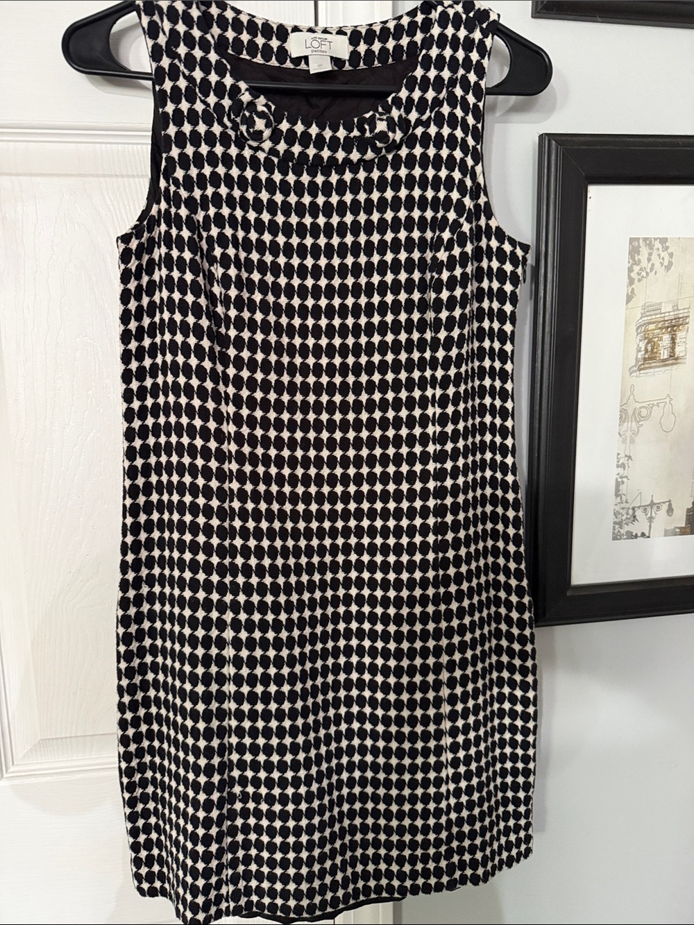 LOFT Black and white Sleeveless Shift Dress